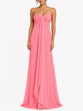 Vintage 90s A.B.S. Evening by Allen Schwartz Pink Chiffon Maxi Gown (VTG Size 14